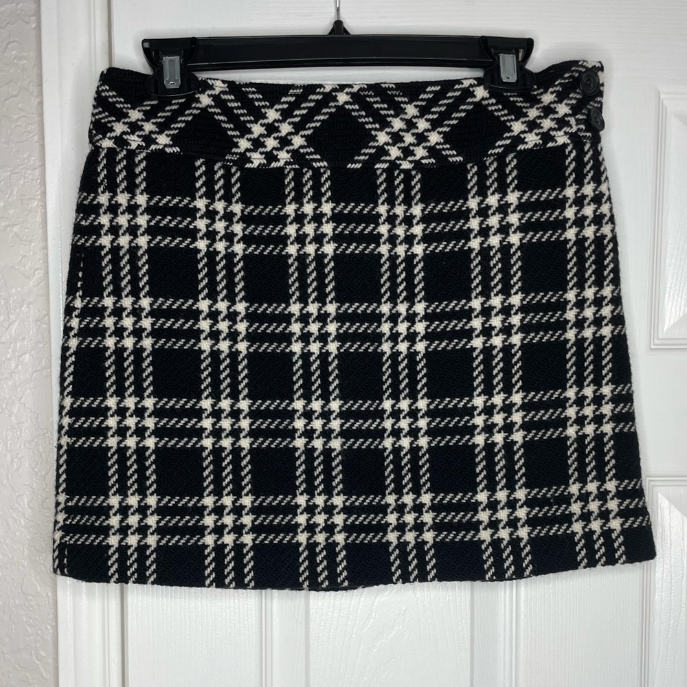 J. Crew Black and White Plaid Mini Skirt